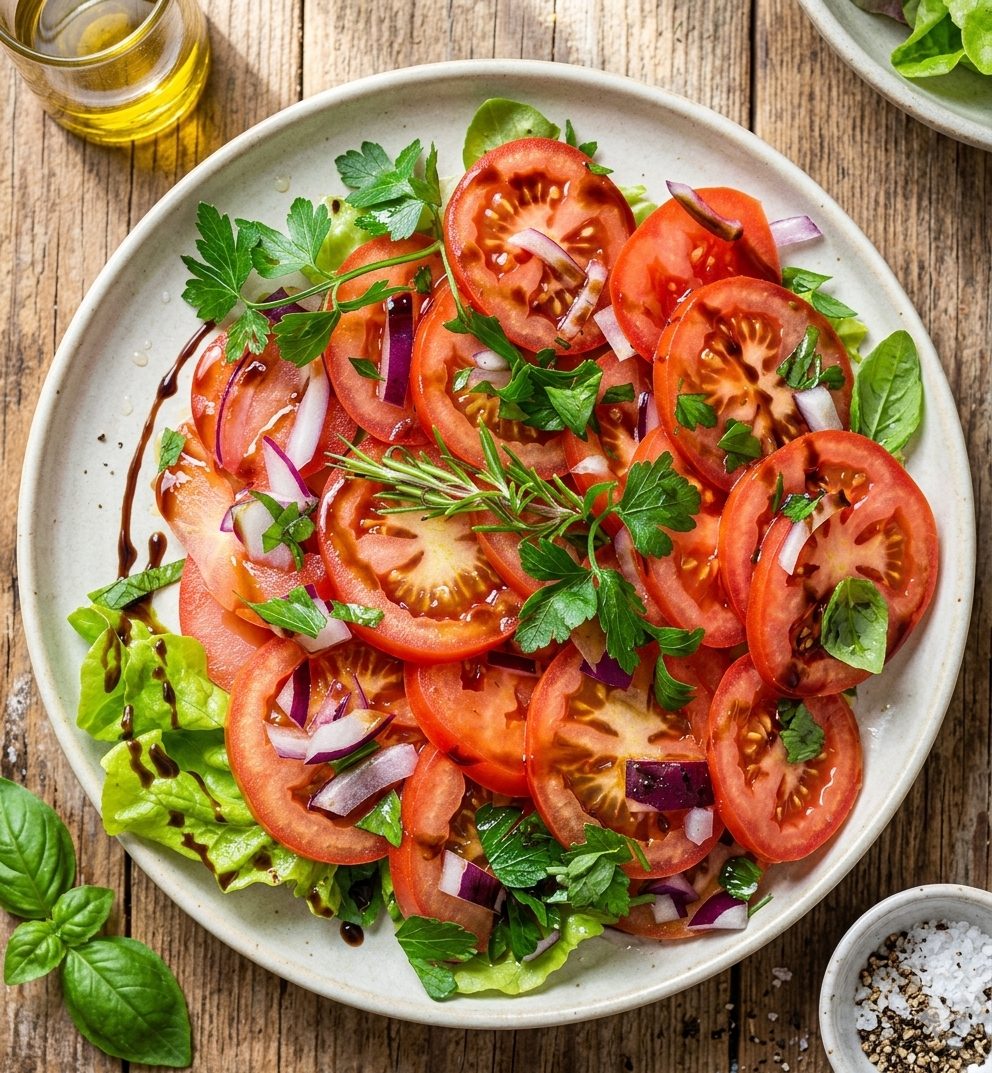 Frischer Salatteller mit Tomaten und Käse